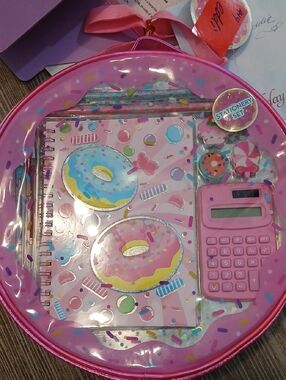 Pink Donut Stationery Set with Calculator